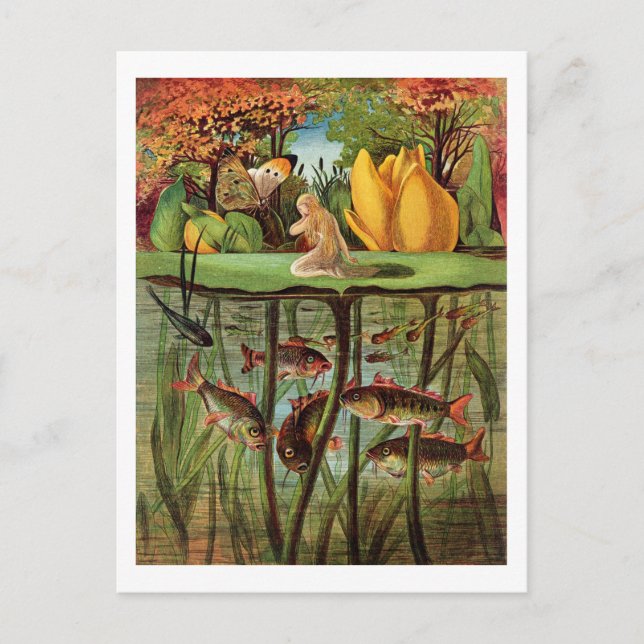 Postal Tommelise muy desolado en la hoja de lirio de agua (Anverso)