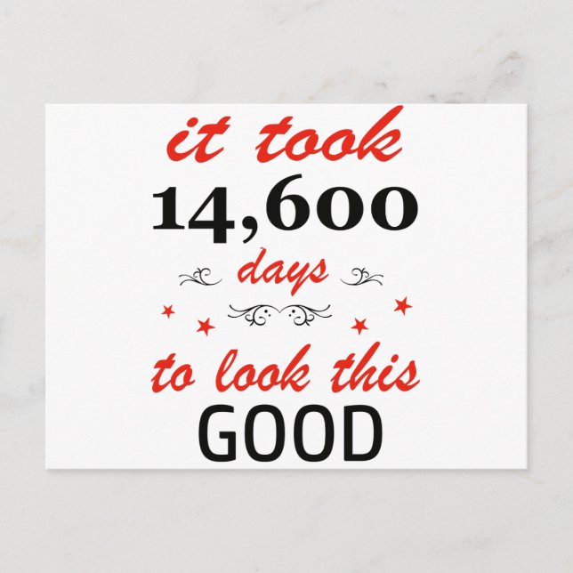 Postal Tomó 40 años lucir tan bien (Anverso)