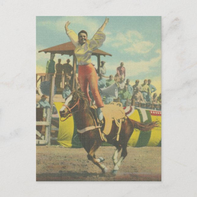 Postal Tonelero de Beatriz que hace un soporte romano (Anverso)