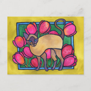 Postal Tonkinés y tulipanos