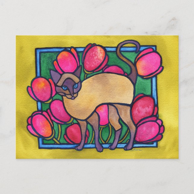 Postal Tonkinés y tulipanos (Anverso)