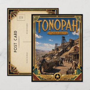 Postal Tonopah Nevada Arte Deco Vintage Edad Dorada