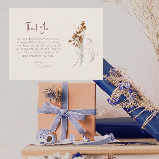 Postal Tonos neutrales Boho Baby Shower Gracias (Subido por el creador)