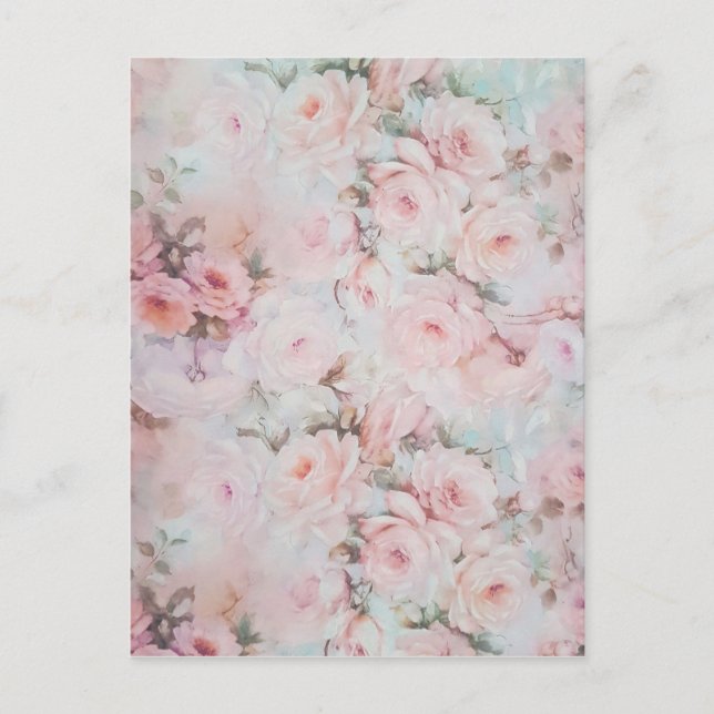 Postal Tonos ondulados rosados boho país floral (Anverso)