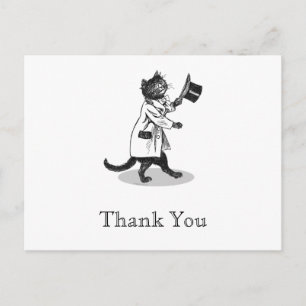Postal Top Hat Cat Personalizado Gracias Postcard