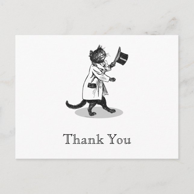 Postal Top Hat Cat Personalizado Gracias Postcard (Anverso)