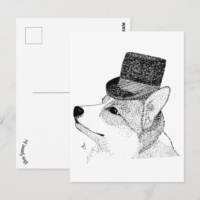 Postal Top Hat Corgi (Anverso / Reverso)