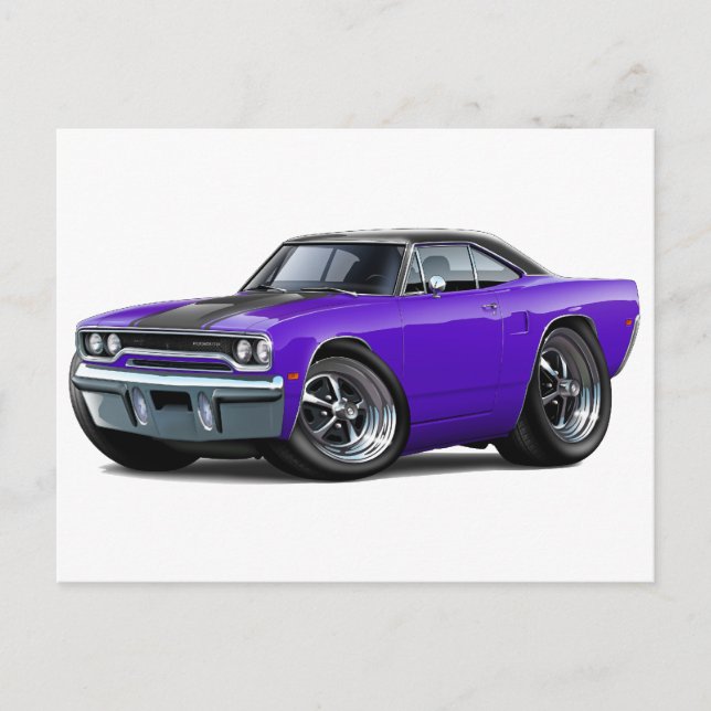 Postal Top morado-negro de Roadrunner 1970 (Anverso)