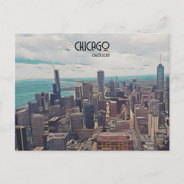 Postal Top of the World, Chicago, fecha de Personalizable (Anverso)