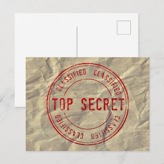 Postal Top Secret Classied on Wrinkled Kraft Paper (Anverso / Reverso)