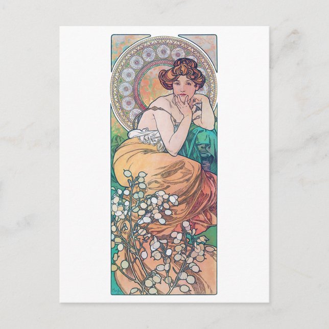 Postal Topaz (Cuatro Joyas), Alphonse Mucha (Anverso)