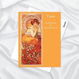 Postal Topaz Precious Stones Alphonse Mucha