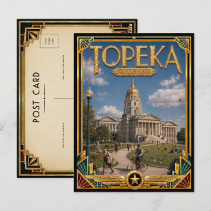 Postal Topeka Kansas Arte Deco Vintage Edad Dorada