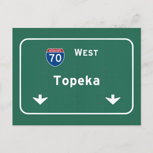 Postal Topeka Kansas habla de la autopista interestatal: (Anverso)