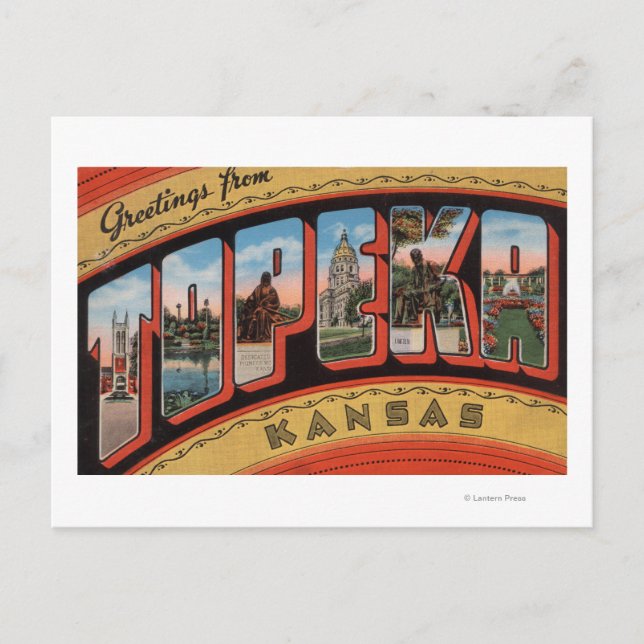 Postal Topeka, KansasEscenas de letras grandesTopeka, KA (Anverso)