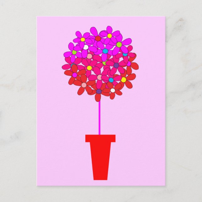 Postal Topiario margarita en rosa (Anverso)