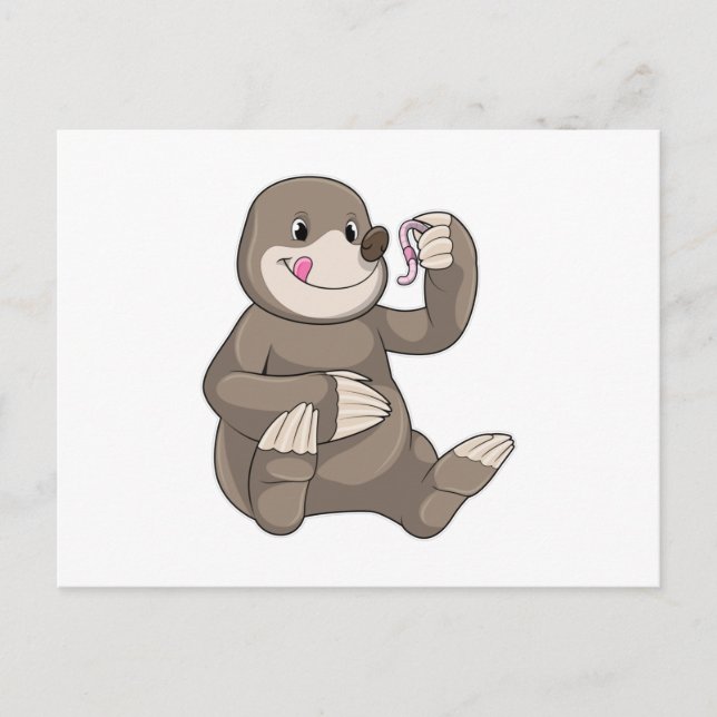 Postal Topo con lombriz de tierra (Anverso)