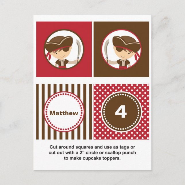 Postal Toppers de pasteles piratas (Anverso)