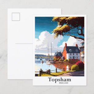Postal Topsham England Art Vintage Travel Ilustracion