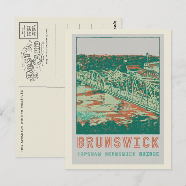Postal Topshaw Brunswick Bridge Maine USA (Anverso / Reverso)