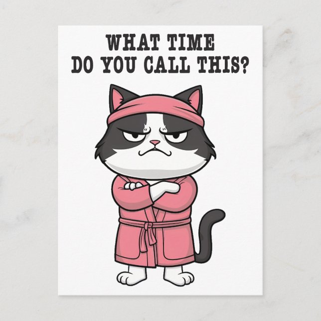 Postal Toque de queda extraño para gato (Anverso)