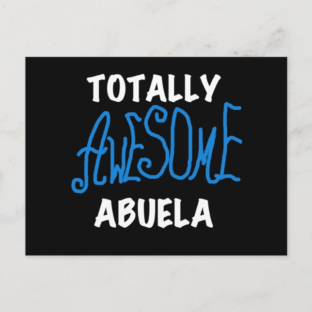 Postal Toques y regalos azul de Abuela totalmente asombro (Anverso)