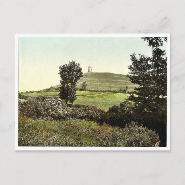 Postal Tor Hill, Glastonbury, Inglaterra, rara fotocámara (Anverso)