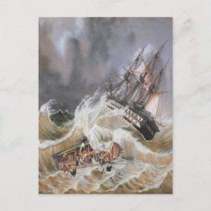 Postal Tormenta de barcos alpinos en el mar de los años 1