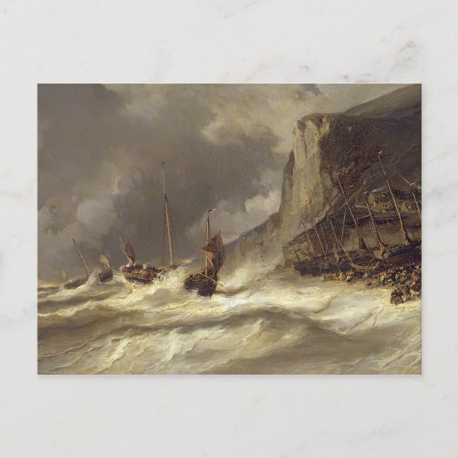 Postal Tormenta en la costa en Etretat, Normandía, 1851 (Anverso)