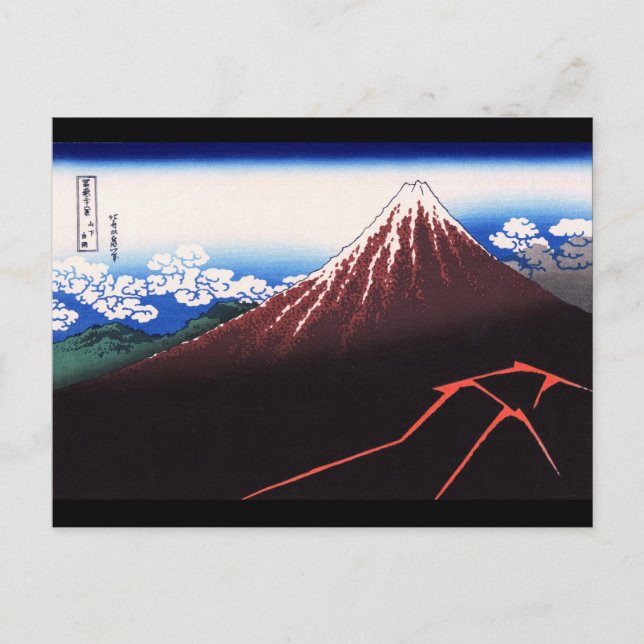 Postal Tormenta relámpago Mt Fuji Hokusai Bella Artes jap (Anverso)