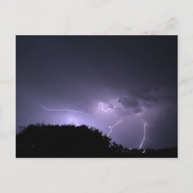Postal Tormenta relámpago sobre el cielo morado (Anverso)