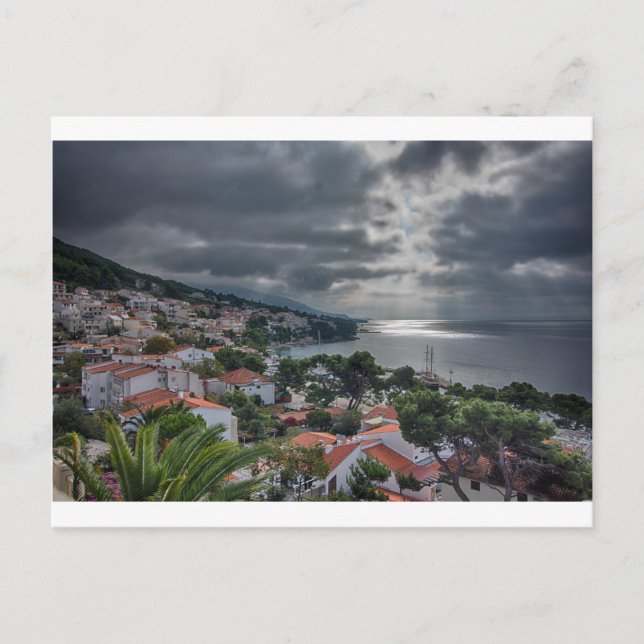 Postal Tormenta sobre Brela, Croacia (Anverso)