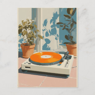 Postal Tornamesa soleado con vinilo naranja