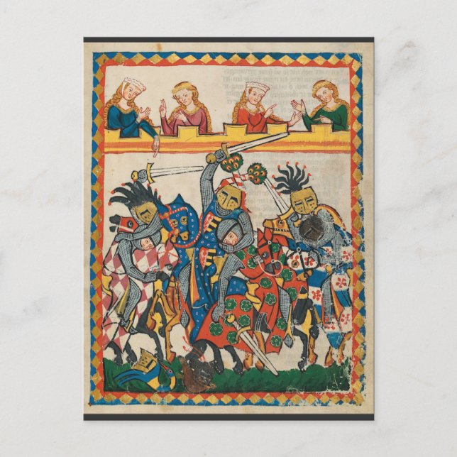 Postal Torneo medieval del siglo XIV (Anverso)
