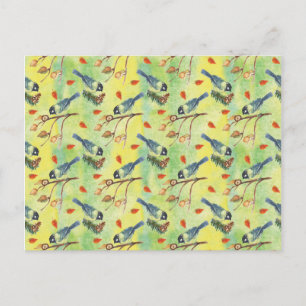 Postal Toro acuarela, aves acuáticas