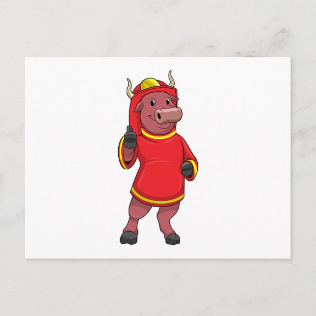 Postal Toro como bombero con casco (Anverso)