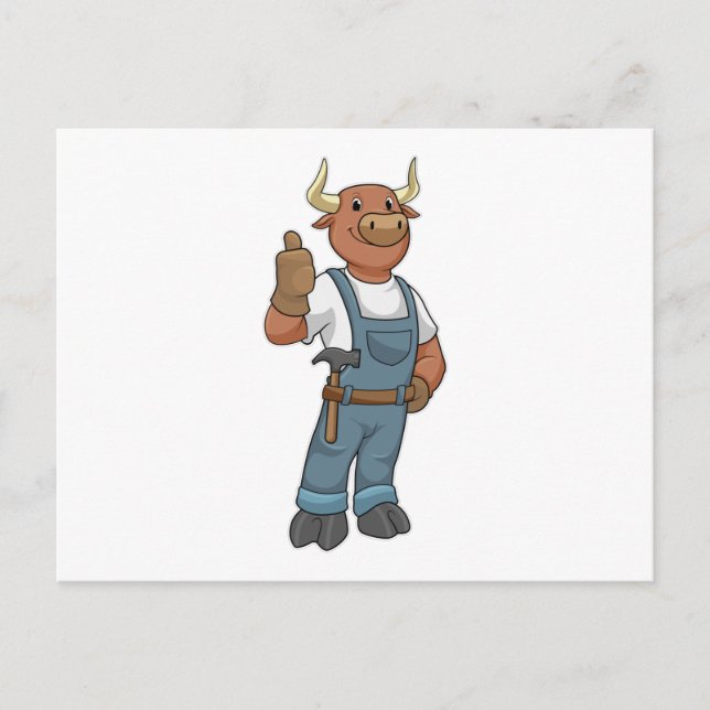 Postal Toro como Handyman con martillo (Anverso)