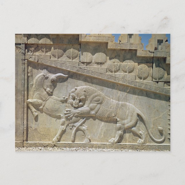 Postal Toro de lucha de leones, escalera oriental de soco (Anverso)