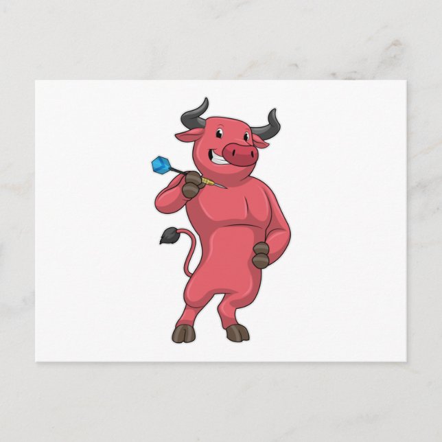 Postal Toro en Darts con Dart (Anverso)