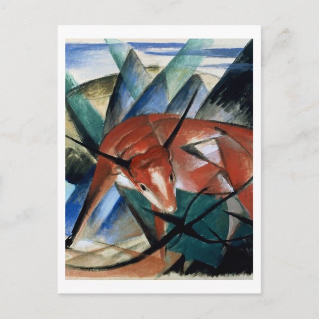 Postal Toro Rojo (gouache en papel) (Anverso)