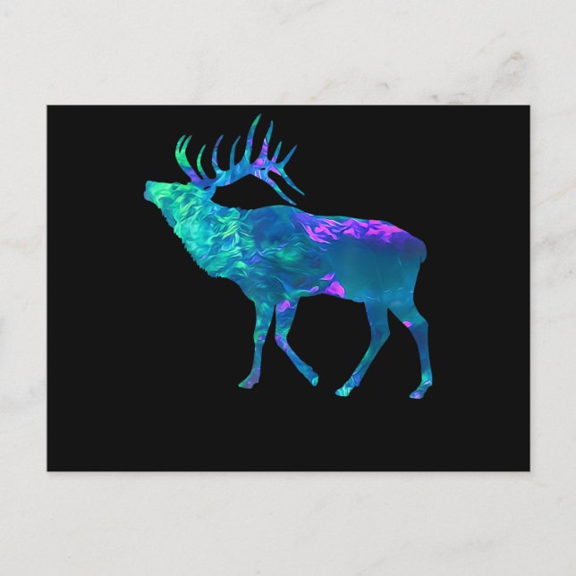 Postal Toro verde azulado de Elk  de Violeta Azul cian po (Anverso)