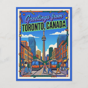 Postal Toronto Canadá Saludos Retro