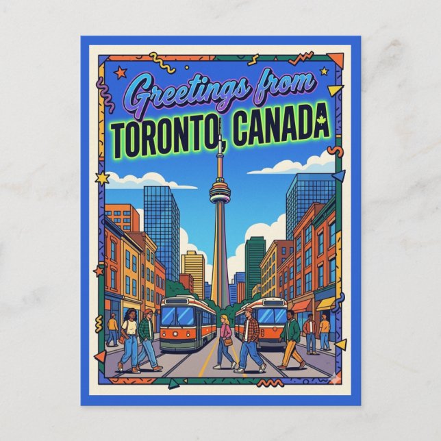 Postal Toronto Canadá Saludos Retro (Anverso)