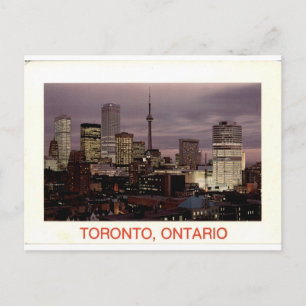 Postal Toronto Ontario Antiguo CN Tower Atardecer Silueta