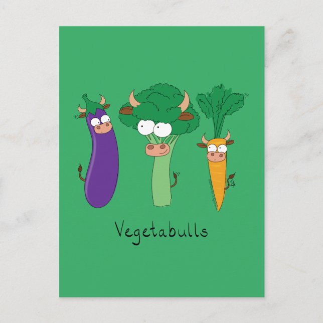Postal Toros de verduras Personalizado de niños adorables (Anverso)