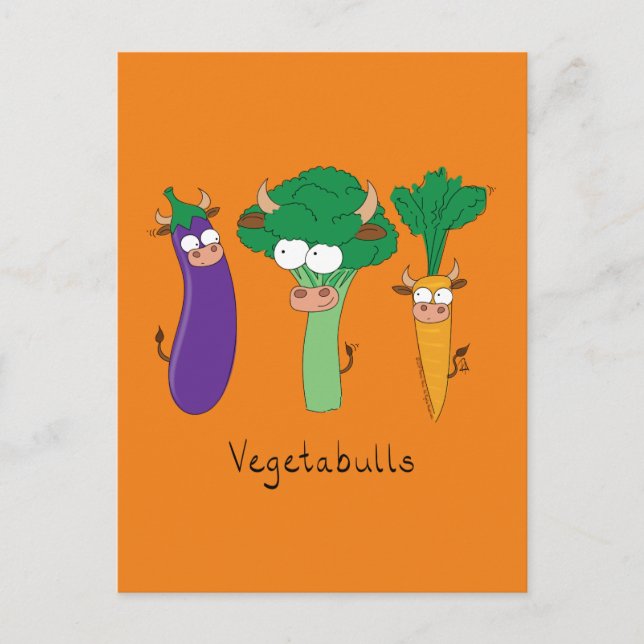 Postal Toros de verduras Personalizado de niños adorables (Anverso)