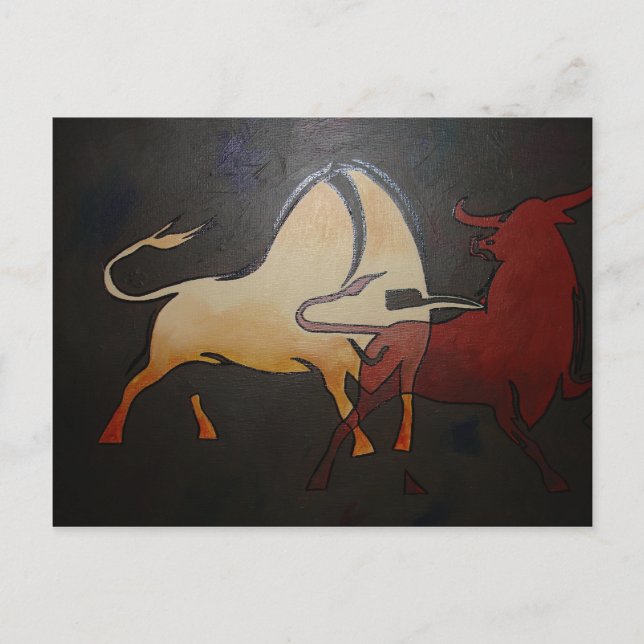 Postal Toros Taurinos Arte Abstracto Animal (Anverso)