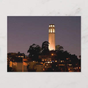 Postal Torre Coit de noche