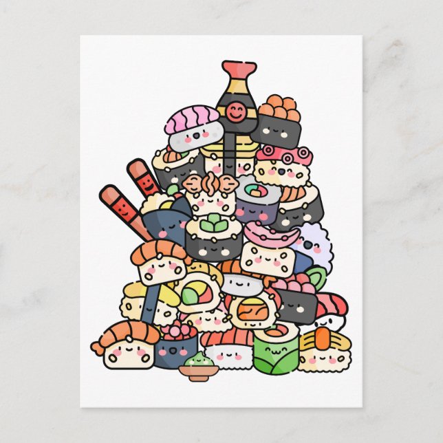 Postal Torre Cute Sushi (Anverso)