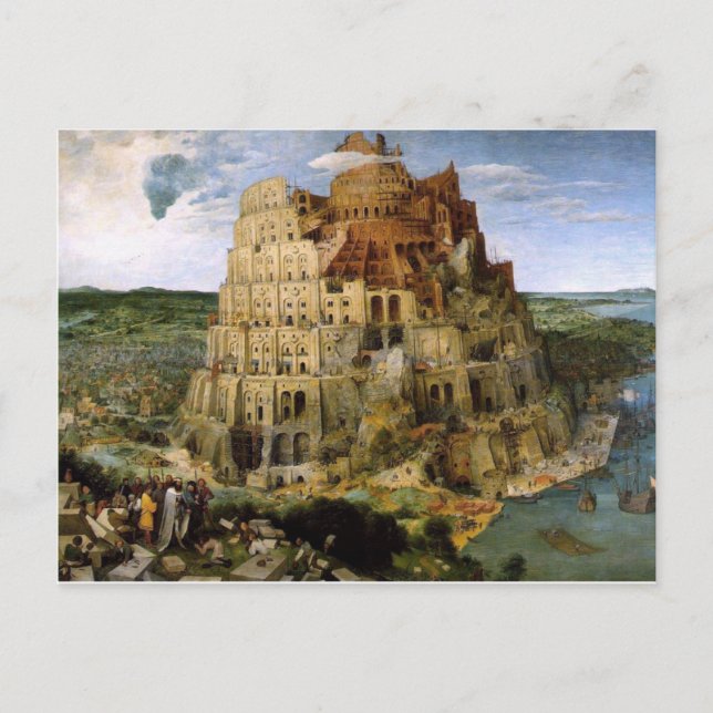 Postal Torre de Babel por Brueghel (Anverso)